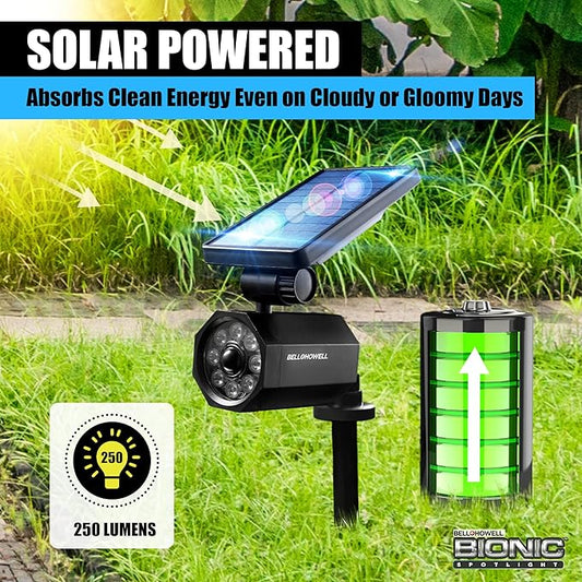 Bell+Howell Bionic Spotlight LED Solar Lights Solar-Powered Spot Light with 25 Feet Motion Sensor Outdoor Waterproof Frost Resistant Yard Outdoor Lighting As Seen On TV (Original, Set of 2)