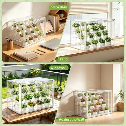Mini Greenhouse Indoor with Magnetic Door, M-4tier-2door-1pcs | Dual-Door Design, Easy Access, Great Heat & Moisture Retention, Adjustable Ventilation, Grows Well in Varied Conditions