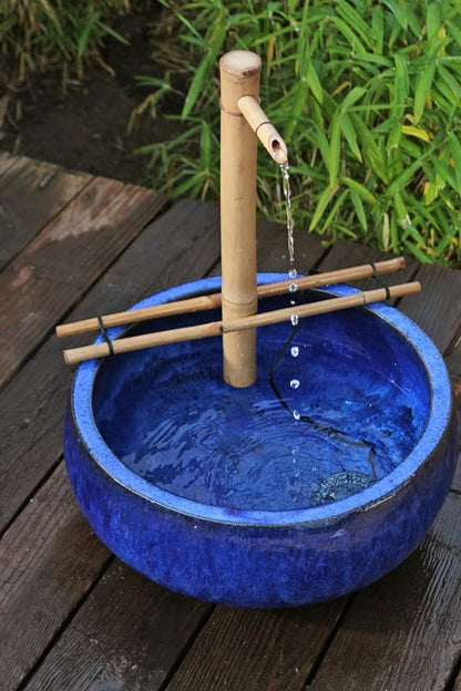 Bamboo Accents 18" Adjustable Bamboo Fountain Kit with Pump – Large Zen Water Feature for Bowls, Basins, Ponds & Backyard Gardens, Indoor/Outdoor (Container Not Included)