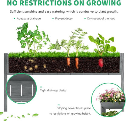 DoCred Vertical Wooden Raised Garden Bed, 4 Tier Upgraded Garden Planters Freestanding Wood Plant Stand Flower Rack Wooden Planter Box for Plants Herbs Flowers Vegetables Outdoor Indoor