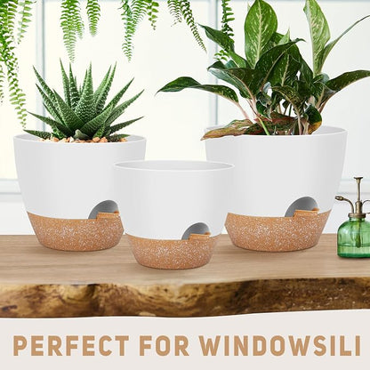 YNNICO 12" 10" 9" Large Self Watering Plant Pots, 3 Pack Flower Pots Planters with Multi Mesh Drainage Holes for Indoor Outdoor Garden Plants and Flowers