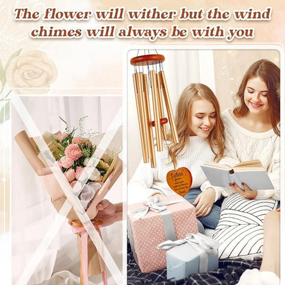 Sister Gifts Large Wind Chime 36", Sisters Forever Gift for Women | Sister in Law Gifts for Birthday, Christmas, Mothers Day, Wedding, Graduation, Ready-to-Gift Box Packaging, Garden Decor