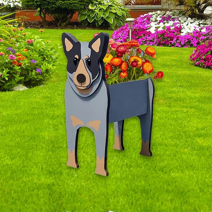 Australian Cattle Dog Planter Pots, 9.45 x 6.09 x 13.39 Inches | Dog Flower Pot, Cute Animal Shaped Plant Pot, Gifts for Women & Pet Lovers, Indoor Outdoor Garden Home Office Decor