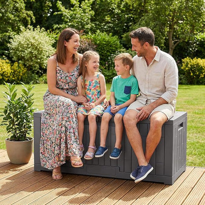 Jocoevol Deck Box 100 Gal, UV Resistant & Waterproof Outdoor Storage Box with Lock, Easy Assemble Storage Bins Container for Pool Patio Garden