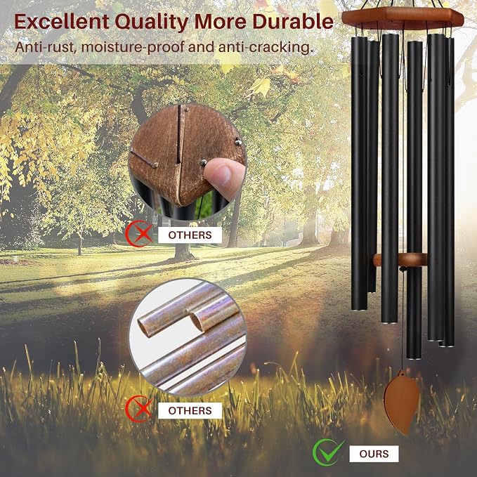 Sympathy Wind Chimes for Outside Deep Tone, Memorial Loss of a Loved, Large Wind Chimes with 6 Thicken Tubes & Hook, Outdoor Gifts Mother, Garden Decor