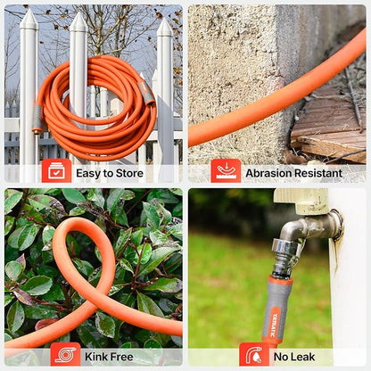 YAMATIC 100 ft Garden Hose 5/8 in, Ergonomic Swivel Fittings, Burst 600 PSI | Heavy Duty Water Hose with 2 Set Brass Quick Connects, Flexible and Lightweight Hose for All Weather Lawn Yard Gardening