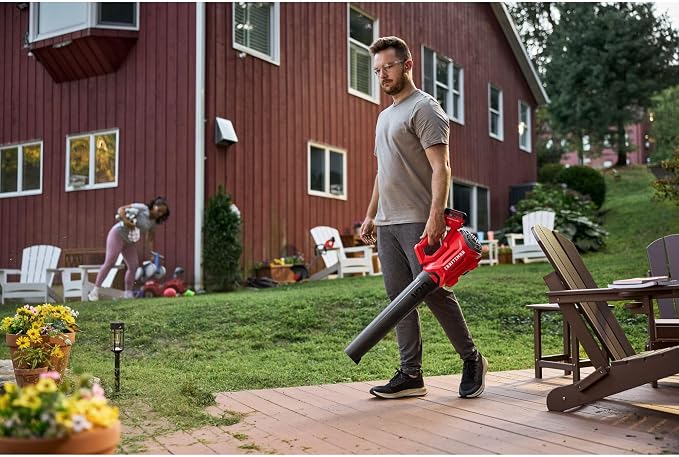 CRAFTSMAN V20 Cordless Axial Leaf Blower Kit, Includes 4.0 Ah Battery and Charger, 100 MPH and 380 CFM Clearing Power, Lightweight, 2 Speed Trigger (CMCBL700M1)
