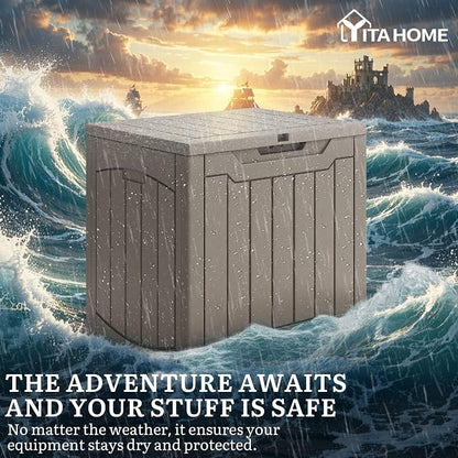 YITAHOME Outdoor Resin Storage Box 31 Gal | Water-resistant Patio Deck Box Outdoor Storage Box for Pillows, Garden Equipment, Securely Lockable, Light Brown