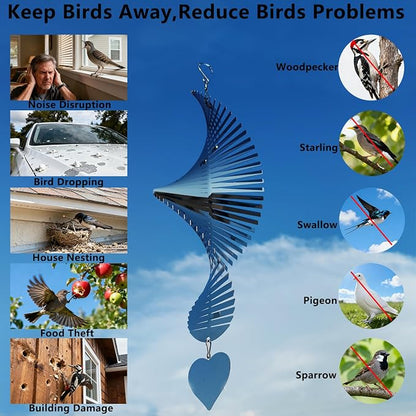 Bird Deterren for Outside Patio Garden Porch Pool Window,Mirror High Reflective Bird Scare Devices Wind Spinners Outdoor Decor,Christmas Reflector Strip Hanging Home As Decoration
