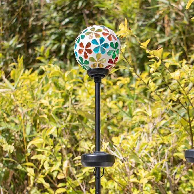 VCUTEKA Solar Garden Lights - Mosaic Solar Lights Outdoor Decor Pathway Light Waterpoof LED Stake Light for Landscape Lawn Patio Yard Decoration (Multicolor) 1 Pack