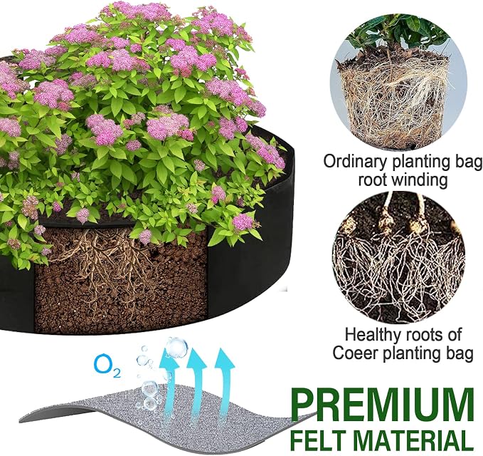 ZtohPyo 15 Gallon Plant Grow Bags, Round Fabric Raised Garden Beds Planter Pots with 2 Handles,Durable Breathe Cloth Planting Bed Gardening Container to Grow Vegetables for Outdoor Plants