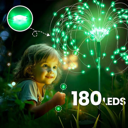GIGALUMI Garden Outdoor Decor Lights 120LED 4Pack, Solar Garden Lights for Yard Outside Fairy Decorative,Solar Powered for Yard Pathway Flowerbed Planter Balcony Patio Decor（Green）