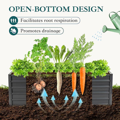 DUMOS Galvanized Raised Garden Bed Outdoor, 6x3x2ft Metal Planter Box for Deep-Rooted Vegetables Flowers Herbs, Rectangular Planter Raised Bed for Patio Balcony Backyard, Open Bottom, Dark Gray