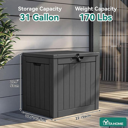 YITAHOME 30 Gallon Deck Boxes 2 Pack | Waterproof Outdoor Storage for Cushions, Tools & Pool Accessories, Resin Package Delivery for Patios, Gardens & Decks, Black