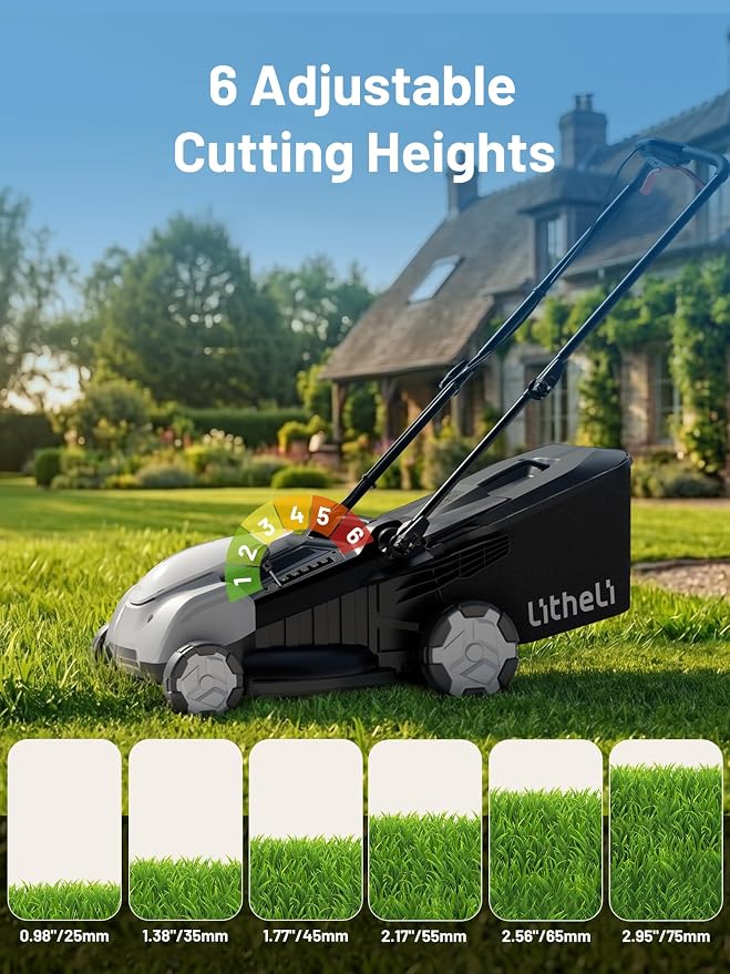 Litheli 18" (Push) Lawn Mower Electric, 2 x 8.0Ah, Battery Powered Mower