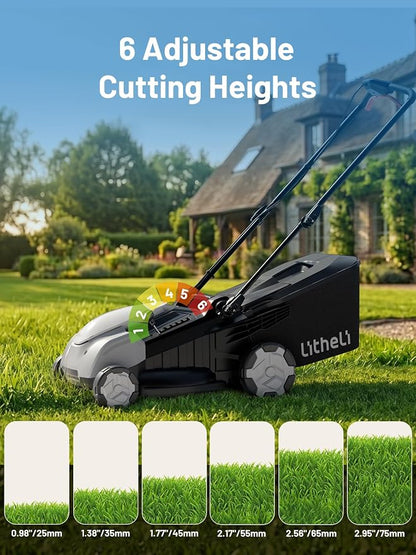 Litheli 18" (Push) Lawn Mower Electric, 2 x 8.0Ah, Battery Powered Mower