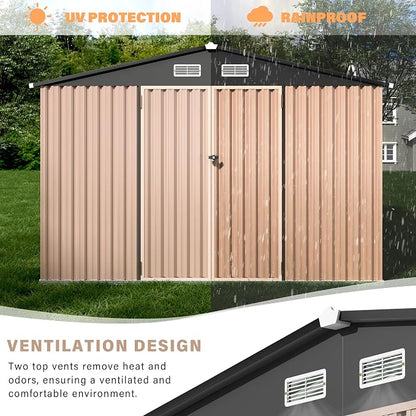 12X10 ft Outdoor Metal Storage Building, Outdoor Shed with Secure Lockable Door & Air Ventilation System, Premium Metal Tool Shed for Garden, Backyard, Patio, Ideal for Lawn Equipment & Tools
