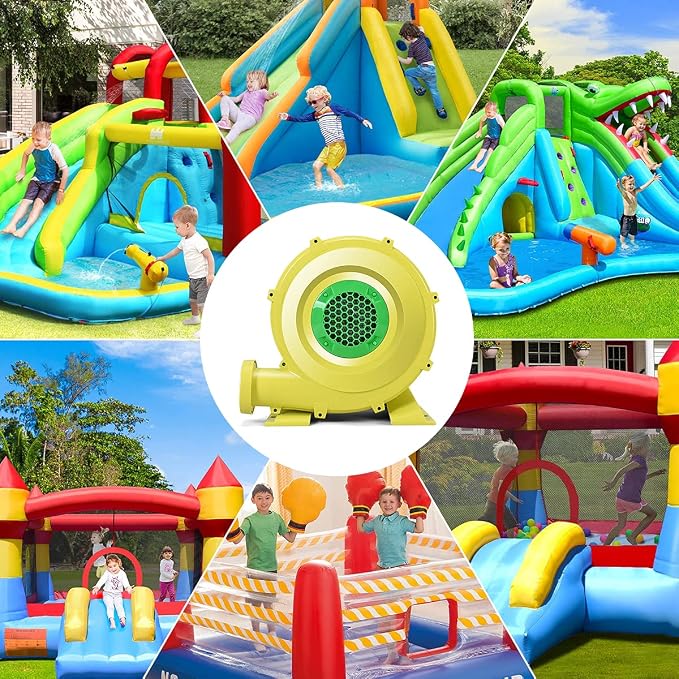 HONEY JOY Air Blower, 950 Watts 1.25HP Bounce House Blower for Inflatables, Bouncy Castle and Jump Slides, 13FT Wire & Stakes, UL Certificate, Portable and Powerful Commercial Air Blower(950w, 1.25HP)