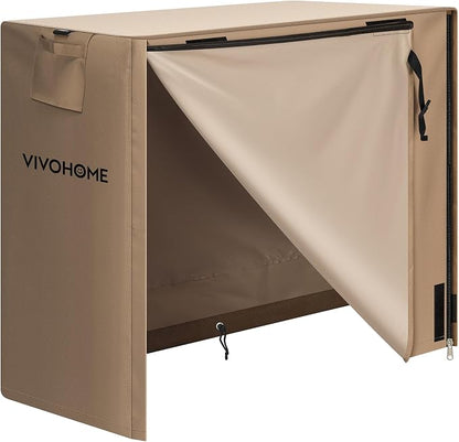 VIVOHOME 4ft Firewood Log Rack Cover, Heavy Duty 600D Oxford, Double Layer Outdoor Weather Resistant Fire Wood Storage Holder Cover with Zipper and Hook Loop Tape, Brown