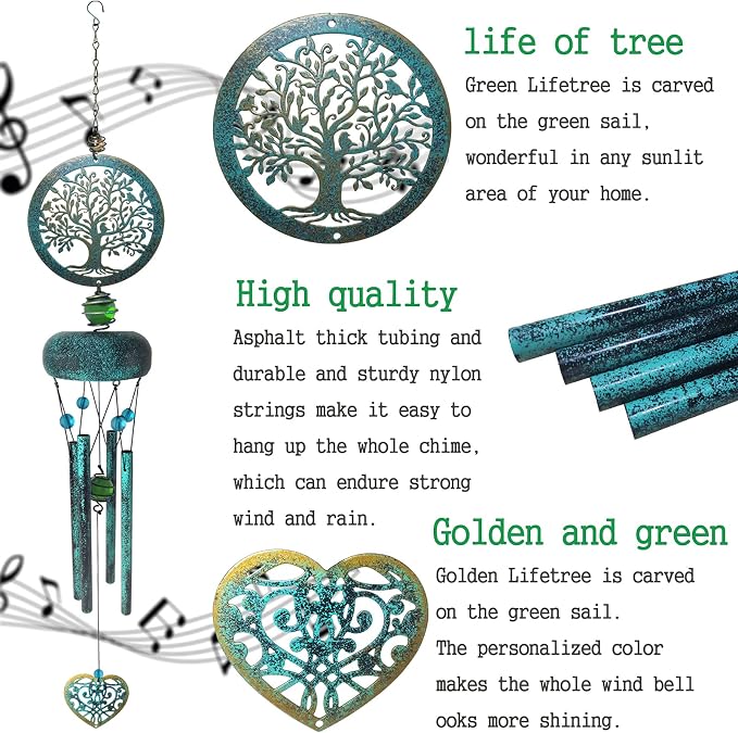 Wind Chimes, Tree of Life Deep Tone Wind Chimes for Outside, Memorial Gift for Mom/Grandma/Women, Windchimes Outdoor Clearance, Mother Garden/Patio/Yard Decor