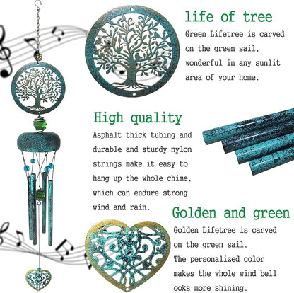 Wind Chimes, Tree of Life Deep Tone Wind Chimes for Outside, Memorial Gift for Mom/Grandma/Women, Windchimes Outdoor Clearance, Mother Garden/Patio/Yard Decor