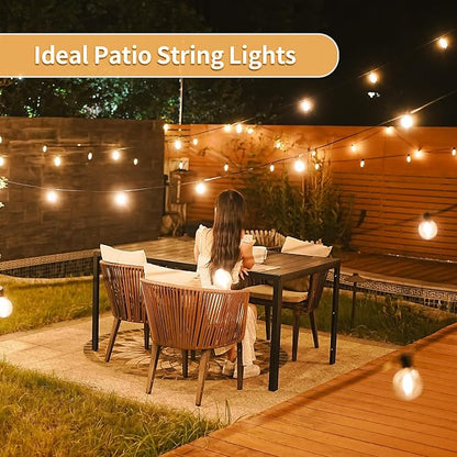 SANBEN Outdoor String Lights with Remote, 50ft 25 Bulbs Low Voltage(24V) Patio Lights, Dimmable & Timer, IP65 Waterproof, G40 LED Hanging Lights for Outside, Deck, Garden, Backyard, Porch, Party