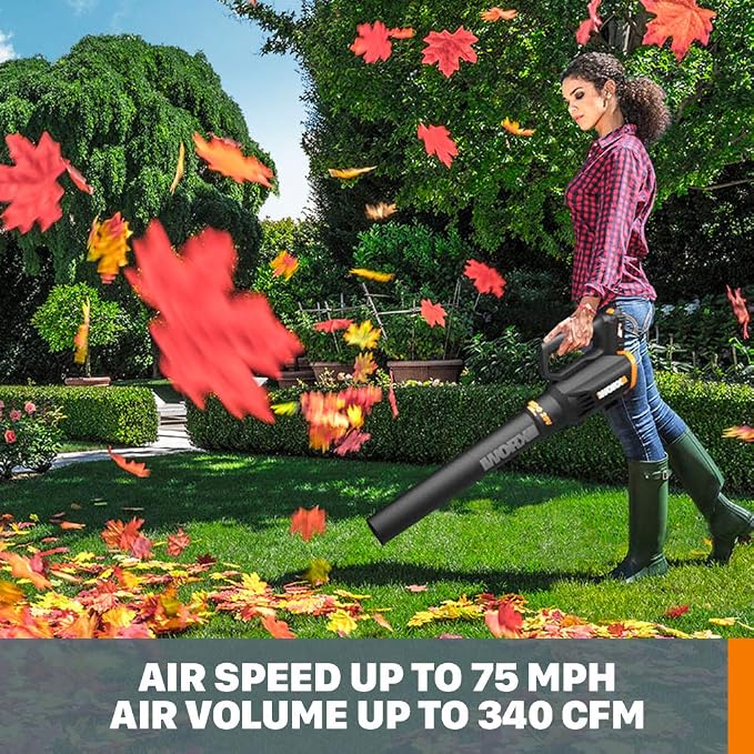 WORX 20V Turbine Cordless Two-Speed Leaf Blower Power Share - WG547 (Battery & Charger Included) & WG896 12 Amp 7.5" Electric Lawn Edger & Trencher