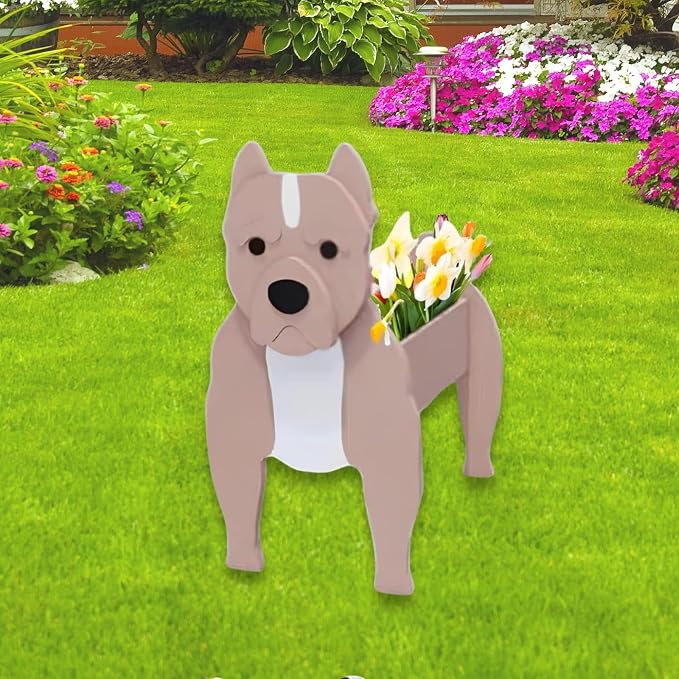 Bulldog Dog Planter Pots, 9.45 x 7.32 x 13.5 Inches | Dog Flower Pot, Cute Animal Shaped Plant Pot, Gifts for Women & Pet Lovers, Indoor Outdoor Garden Home Office Decor
