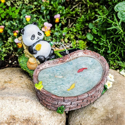 Panda Garden Decor This Outdoor Solar-Powered Panda Fishing Statue is Perfect for Decorating patios, courtyards, and lawns, and Makes an Excellent Gift for Gardening Enthusiasts