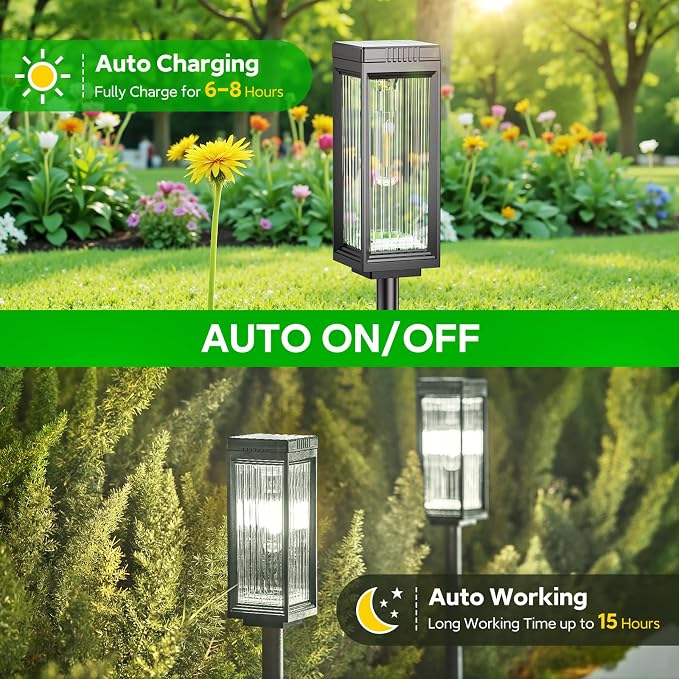ELECLINK Solar Pathway Lights Outdoor, 4 Pack Upgraded Solar Lights Outdoor Waterproof, Bright Up to 15 Hrs Auto On/Off Garden Light for Yard Patio Lawn Path Walkway Driveway Outside Decor(Cool White)