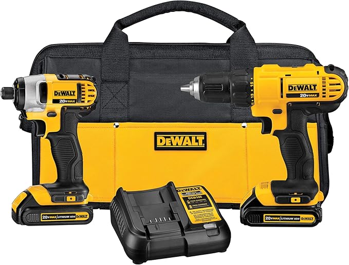 DEWALT 20V MAX* Blower for Jobsite, Compact, Tool Only (DCE100B) with DEWALT 20V MAX* Cordless Drill Combo Kit, 2-Tool (DCK240C2)