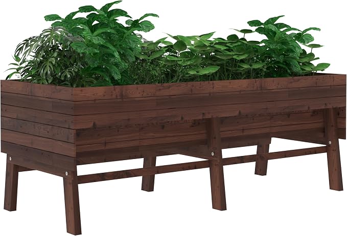 Yardenaler 6x3x2FT Raised Garden Bed with Legs, Large Outdoor Elevated Wood Planted Box for Vegetable and Flower with Liner, Backyard and Patio, Rustic Brown