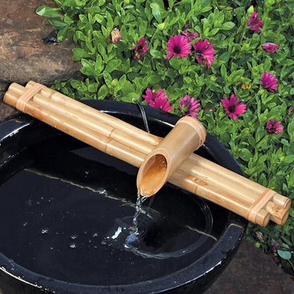 Bamboo Accents 18" Three-Arm Zen Bamboo Fountain Kit with Pump – Large Split-Resistant Bamboo Water Feature for Bowls, Basins, Ponds & Backyard Gardens (Container Not Included)