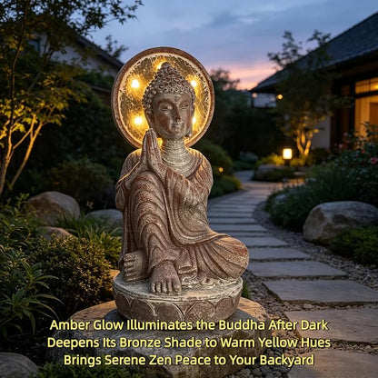 Buddha Statue Outdoor, 11.5in,Solar Buddha,Buddha Statue,Garden Buddha Statue Outdoor,Buddha Decor,Zen Garden Decor Outdoor,Garden Statue Deals Buddha 003