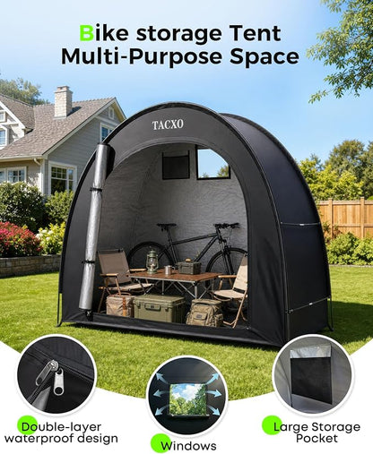 Bike Storage Shed Tent,Bike Cover Waterproof Outdoor Storage Shed with 210D Oxford Fabric PU4000 for 2-3Bikes,Portable Bicycle Shelter for Motorcycle,Garden Tools,Lawn Mower