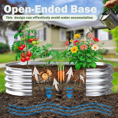 Galvanized Raised Garden Bed Outdoor, 4x2x1ft(2Pack) Metal Heavy Duty Planter Boxes for Gardening, Easy Assemble Bottomless Small Oval Plant Container Kit for Vegetable, Flower, Fruit, Silver