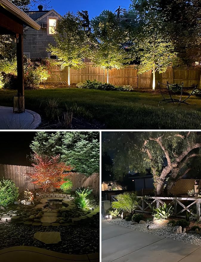 SUNVIE 24 Pack Low Voltage Landscape Lights LED 12W Landscape Lighting with connectors AC/DC 12V-24V Outdoor Spotlight IP65 Waterproof Tree Flag Lights Warm White Spotlights for Yard Garden Pathway