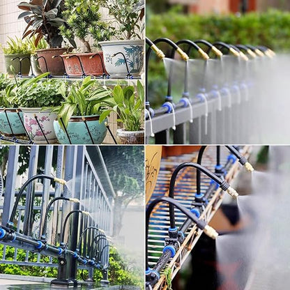 98.4Ft Drip Irrigation System, 360° Bendable Drip Irrigation Kit Automatic Irrigation System for Garden, Adjustable Garden Watering Misting System for Greenhouse, Yard, Lawn, Plant