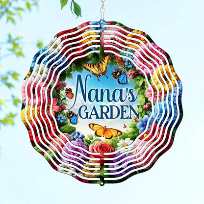 FLAGWIX Garden Gifts for Grandma - Nana's Garden 3D Stainless Steel Metal Wind Spinners 12 in - Gardening Grandmother Birthday Gifts for Women Nana Gigi, Nana Gift Ideas