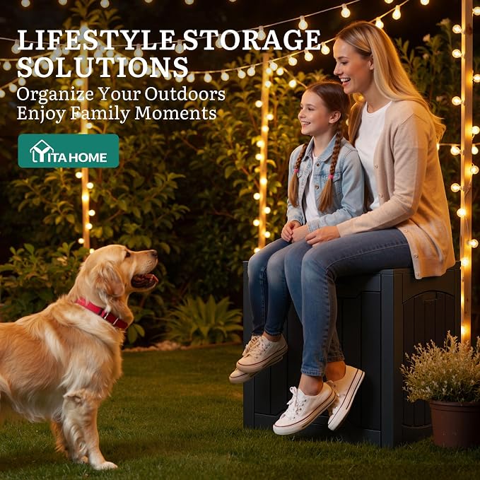 YITAHOME 31 Gallon Deck Boxes Set of 2 | Lockable Outdoor Storage Bins for Patio Cushions, Garden Tools, Weather-Resistant Resin Storage Solution, Black