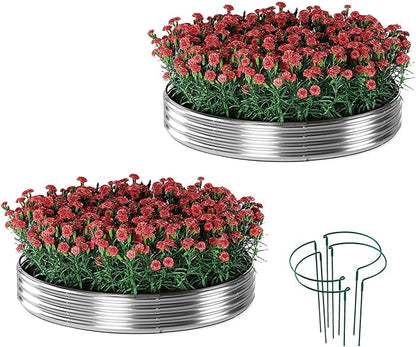 ZFHgarden Galvanized Metal Planter Round Raised Garden Bed Kit for Gardening Outdoor，3x3x1ft 2 Grow Garden Box Raised Flower Bed，Round Galvanized Planter Outdoor Large Metal Fire Pit Ring