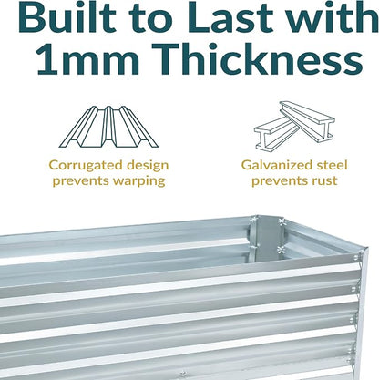 Sunnydaze Galvanized Raised Garden Bed - Outdoor Planter Box for Backyard or Patio - Steel Metal Raised Bed for Gardening Vegetables, Flowers, Herbs - 47 x 23 x 24 in - Silver - Rectangle