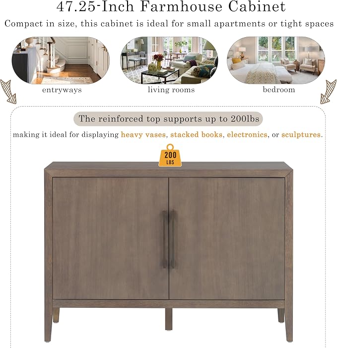 Merax Modern Rustic Wood Buffet Sideboard with Storage Shelf | 2 Doors Coffee Bar Cabinet TV Stand for Bedroom Living Room Dinning Room Kitchen Brown