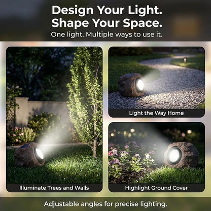 Candieslife Solar Rock Lights Outdoor Garden Waterproof - Super Bright LED Solar Spotlights, Solar Powered Landscape Path Decorative Garden Stone Lights for Pathway, Walkway, Yard, Patio (2 Pack)