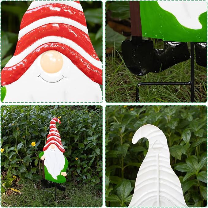 Garden Gnome Decorative Stake, Metal Shovel Standing Silhouette Art | Outdoor Iron Shovel Standing Yard Silhouette, Waterproof Weather Resistant Elf Lawn Ornament for Patio Porch Wall Art