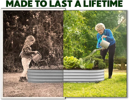 Plant & Plot Galvanized Raised Garden Beds Outdoor // 4×2×1 ft (2-Pack) Planter Raised Beds for Gardening, Vegetables, Flowers // Large Metal Garden Box // Patented Tool-Free Design (Light Gray)