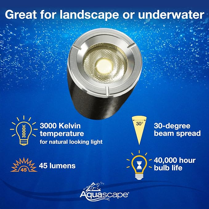 Aquascape Submersible LED Spotlight for Pond, Garden, and Landscape Features, 1 Watt | 84031, Brown