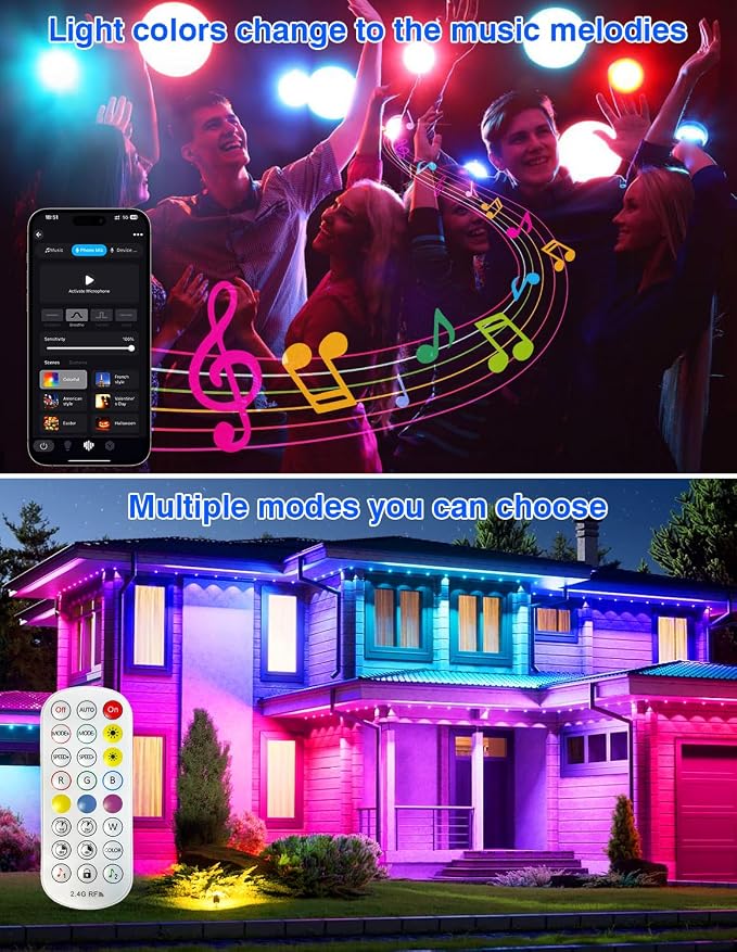 Spot Lights Outdoor, Smart RGBW LED Color Changing Landscape Lights with APP and Remote Control, Music Mode, DIY Scenes, Timing, IP65 Waterproof Spotlights Plug in for Yard Garden, 2 Pack
