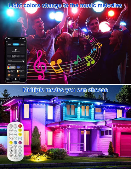 Spot Lights Outdoor, Smart RGBW LED Color Changing Landscape Lights with APP and Remote Control, Music Mode, DIY Scenes, Timing, IP65 Waterproof Spotlights Plug in for Yard Garden, 2 Pack