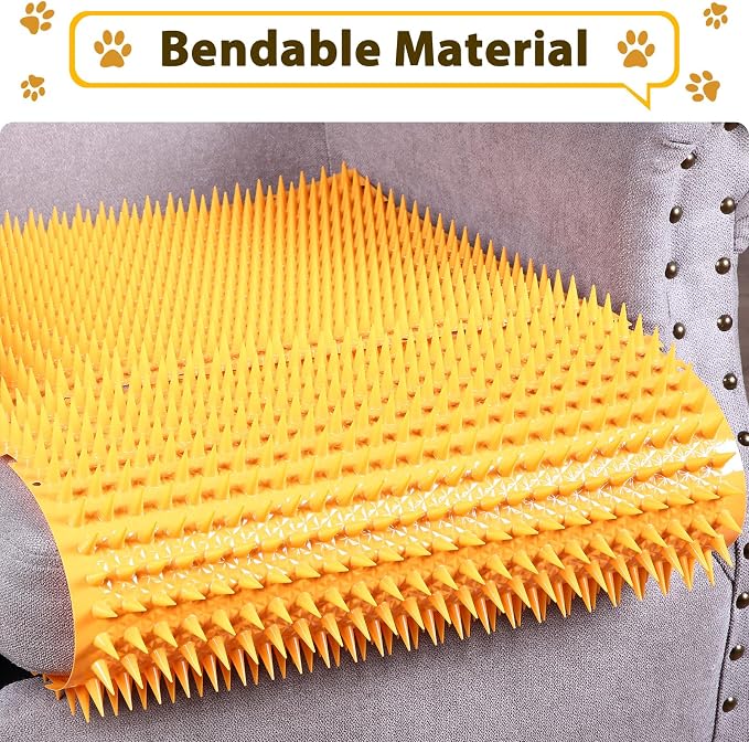 16 Pack Cat Repellent Outdoor Mat Cats Dogs Plastic Bendable Spiked Deterrent Training Repellent PET Mats with Spikes for Indoor Outdoor Supplies, 18.3 Square Feet, 16 x 13 Inch(Orange)